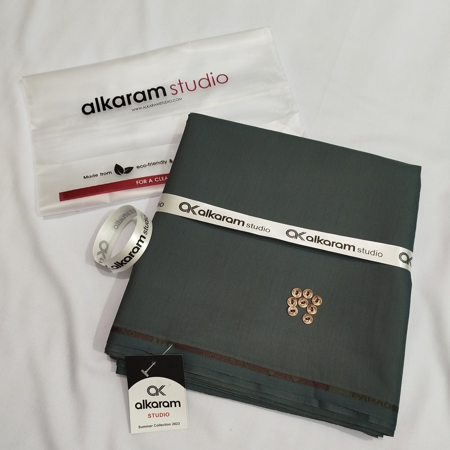 "Alkaram" Unstitched Wash n Wear Suit for Men's - AK08