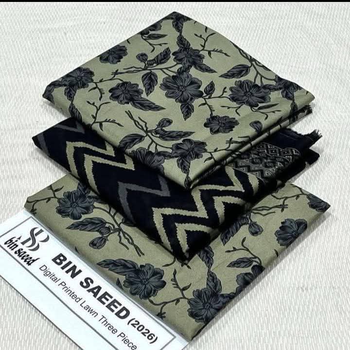 "Bin Saeed" Women Un-Stitched Printed Lawn 3PC - BS10