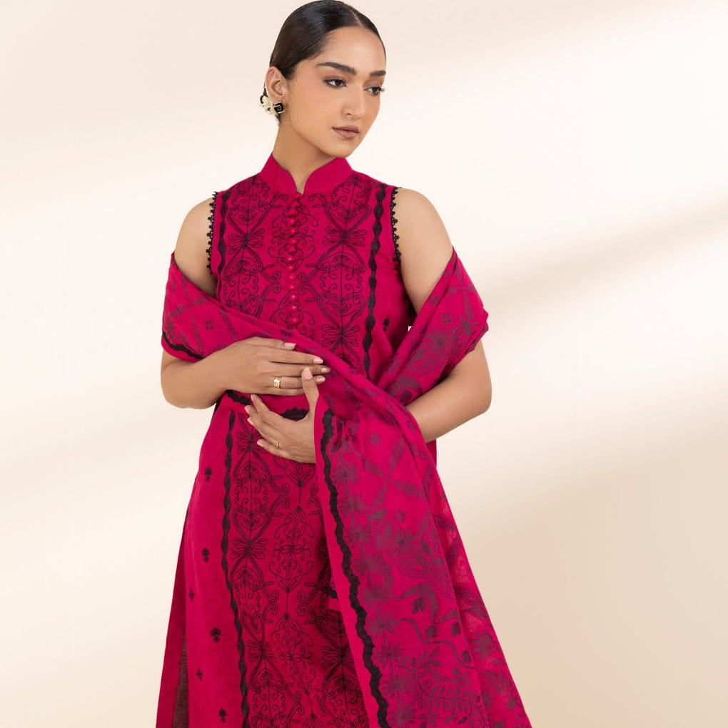 "Sapphire" Embroidered Jacquard Lawn Suit 3PC-SP01