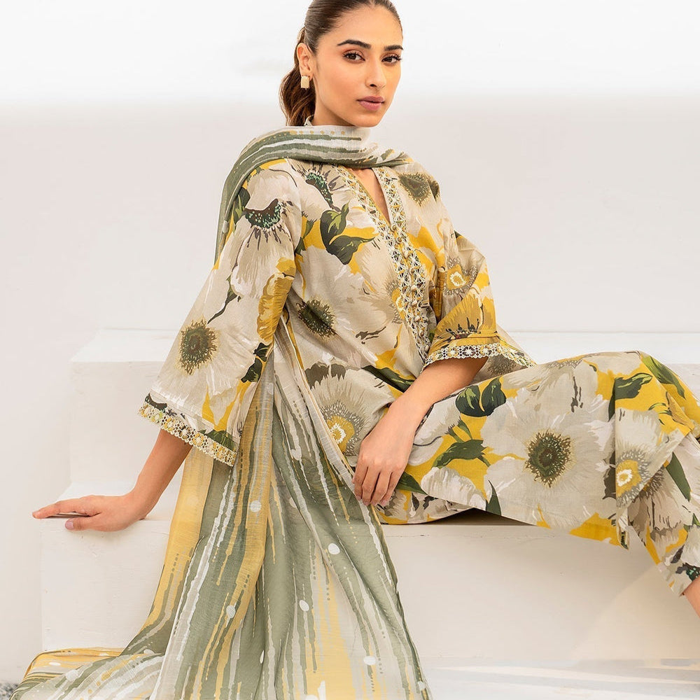 "Iznik" Women Un-Stitched Lawn with Patches 3PC