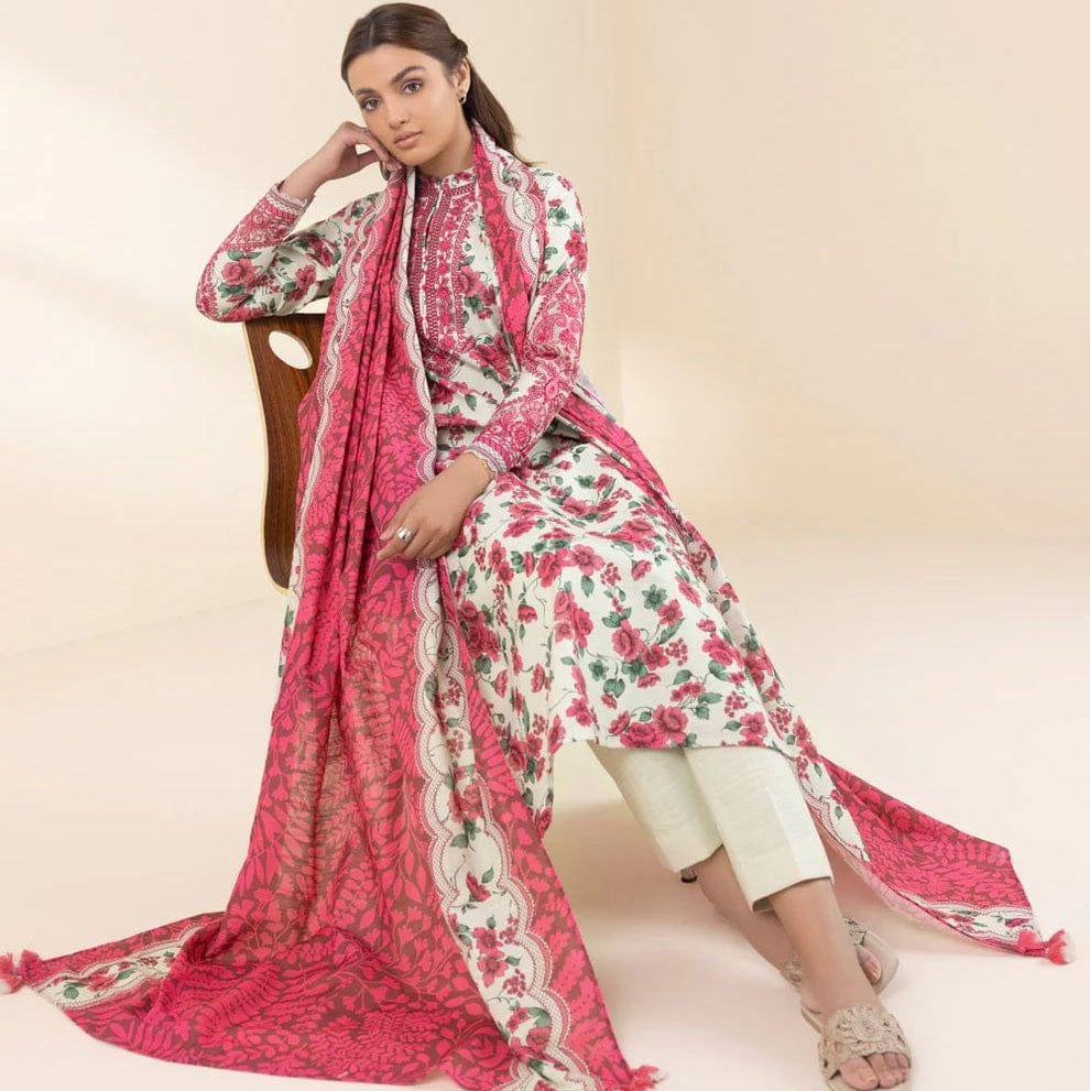 "SAPPHIRE" 100% Original Un-Stitched Embroidered Khaddar 3PC Suit-SPHE03