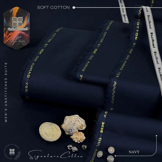 "Gul Ahmed" Premium Soft Cotton Unstitched Suit for Men's - GAC08