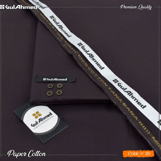"Gul Ahmed" Premium Soft Cotton Unstitched Suit for Men's - GAC04