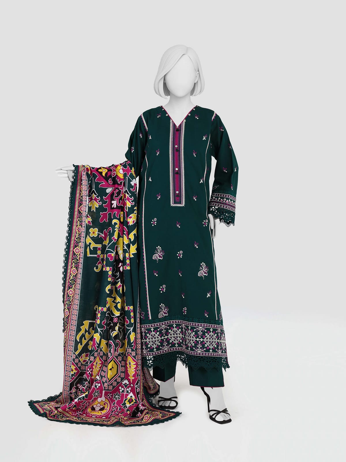 "Panjnad by J." 100% Original Un-Stitched Embroidered Khaddar 3PC Suit-JPE02