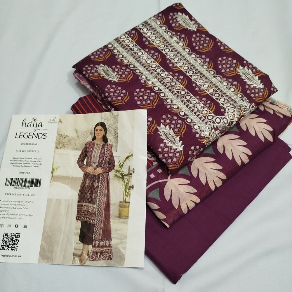 "Legends" Women Un-Stitched Printed Embroidered Lawn 3PC