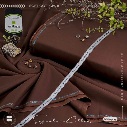 "Gul Ahmed" Premium Soft Cotton Unstitched Suit for Men's - GAC09