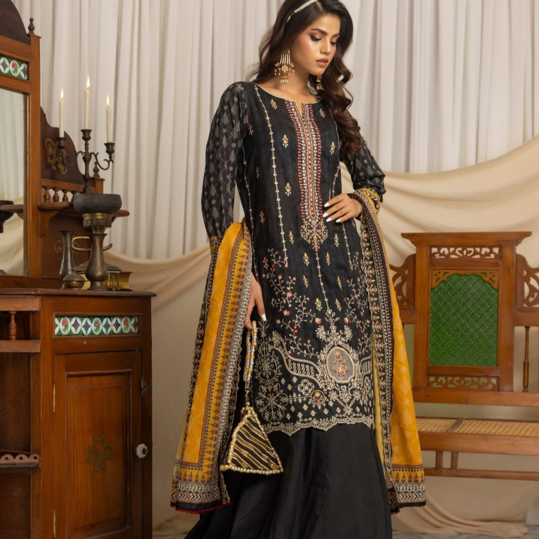 "Salina Regalia" Women Un-Stitched Cut-Work Chikankari Lawn 3PC