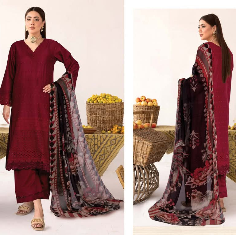 "Meeram by Johra" Women Un-Stitched Chikankari Lawn 3PC-02