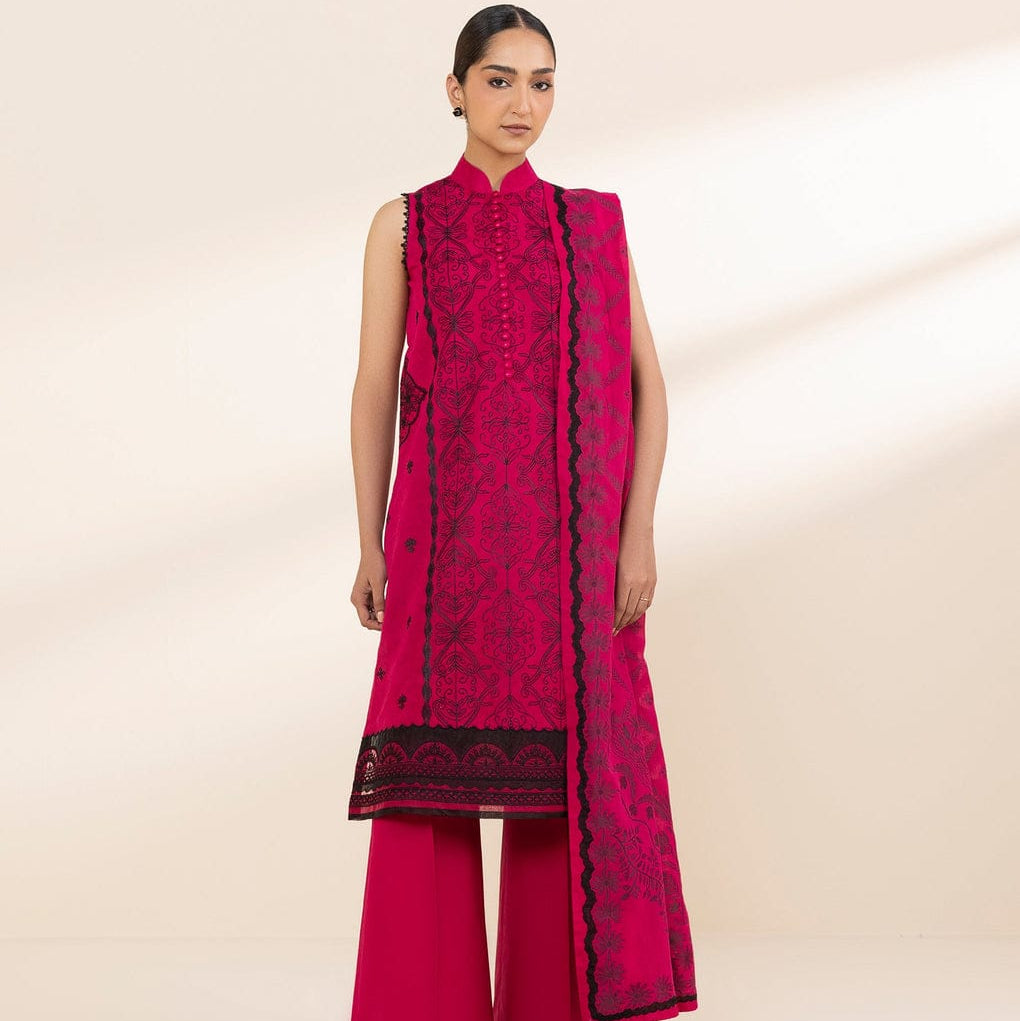 "Sapphire" Embroidered Jacquard Lawn Suit 3PC-SP01