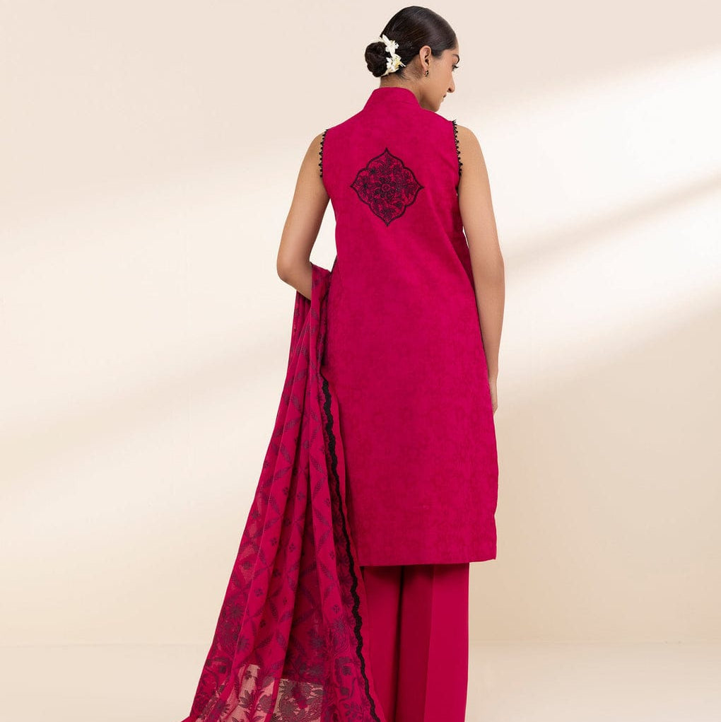 "Sapphire" Embroidered Jacquard Lawn Suit 3PC-SP01