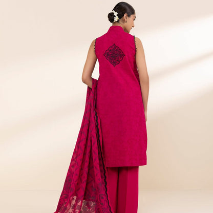"Sapphire" Embroidered Jacquard Lawn Suit 3PC-SP01