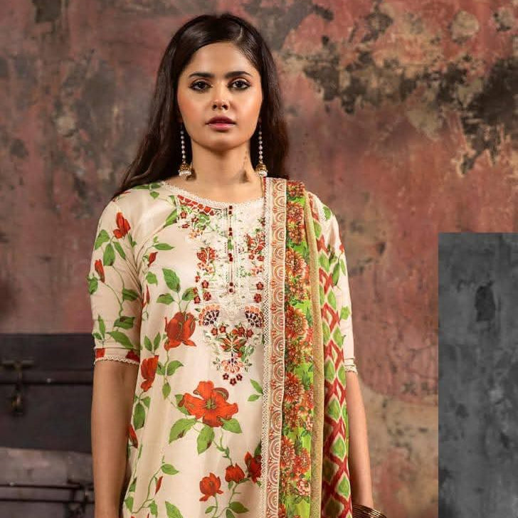 "Mishaal by Gull Jee" Luxury Embroidered  Lawn Suit 3PC-GJM 02