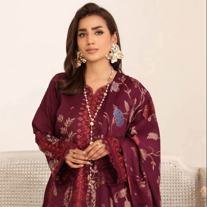 "Milza by Johra" Women Un-Stitched Embroidered Lawn 3PC-02