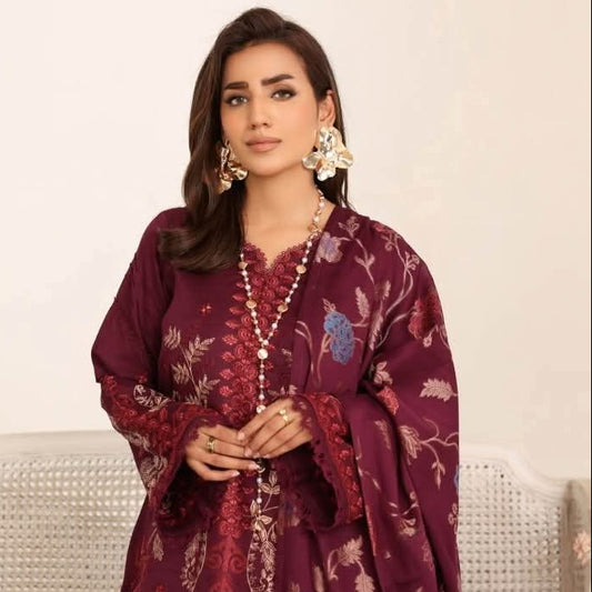 "Milza by Johra" Women Un-Stitched Embroidered Lawn 3PC-02