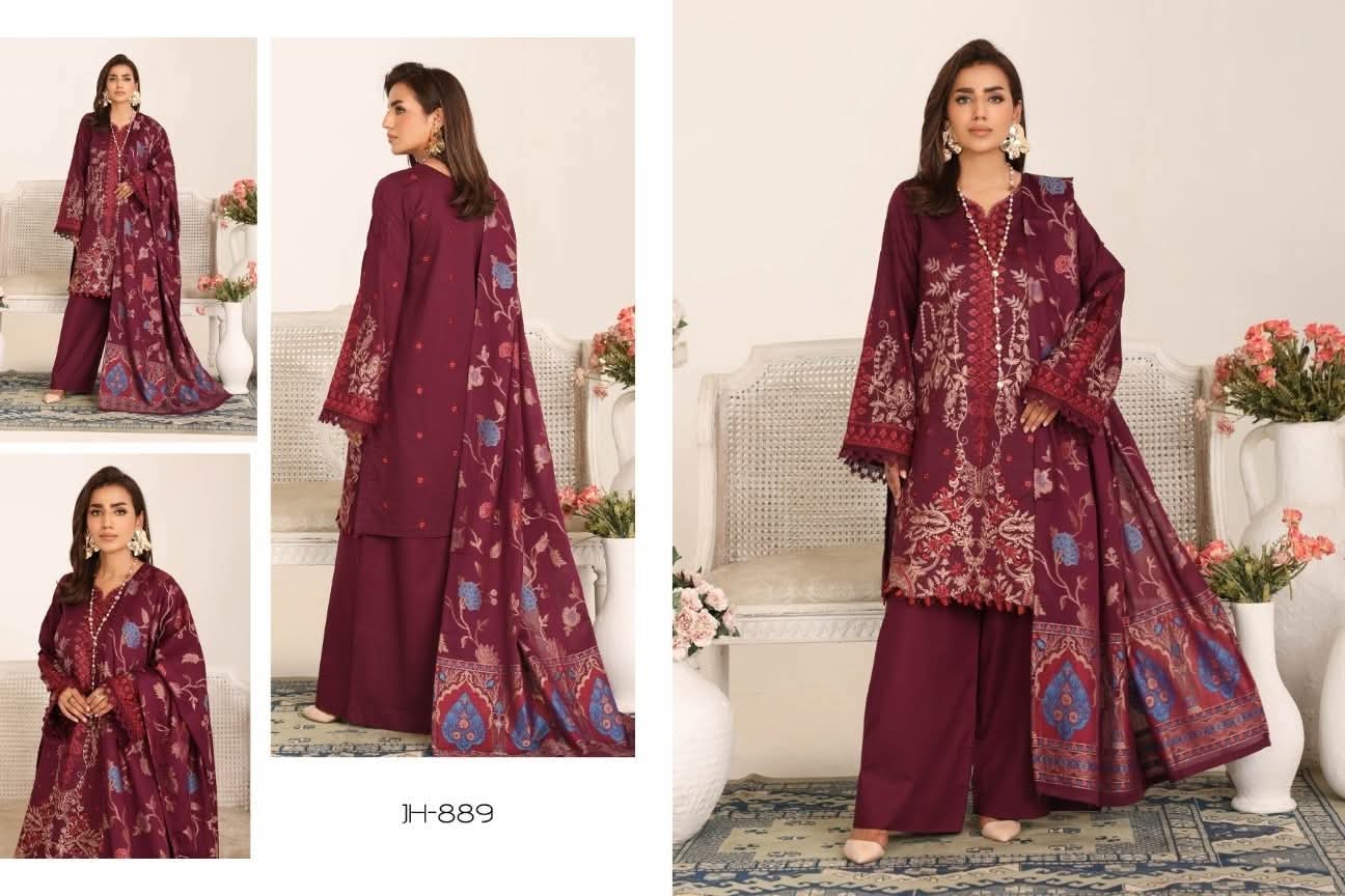 "Milza by Johra" Women Un-Stitched Embroidered Lawn 3PC-02