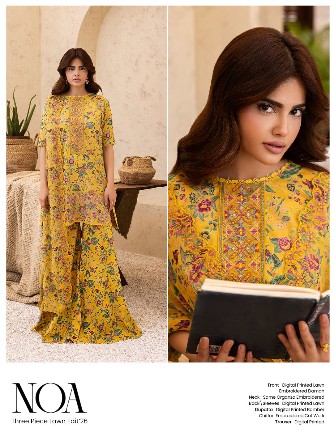 "NOA by Gull Jee" Luxury Embroidered  Lawn Suit 3PC-GJN 08