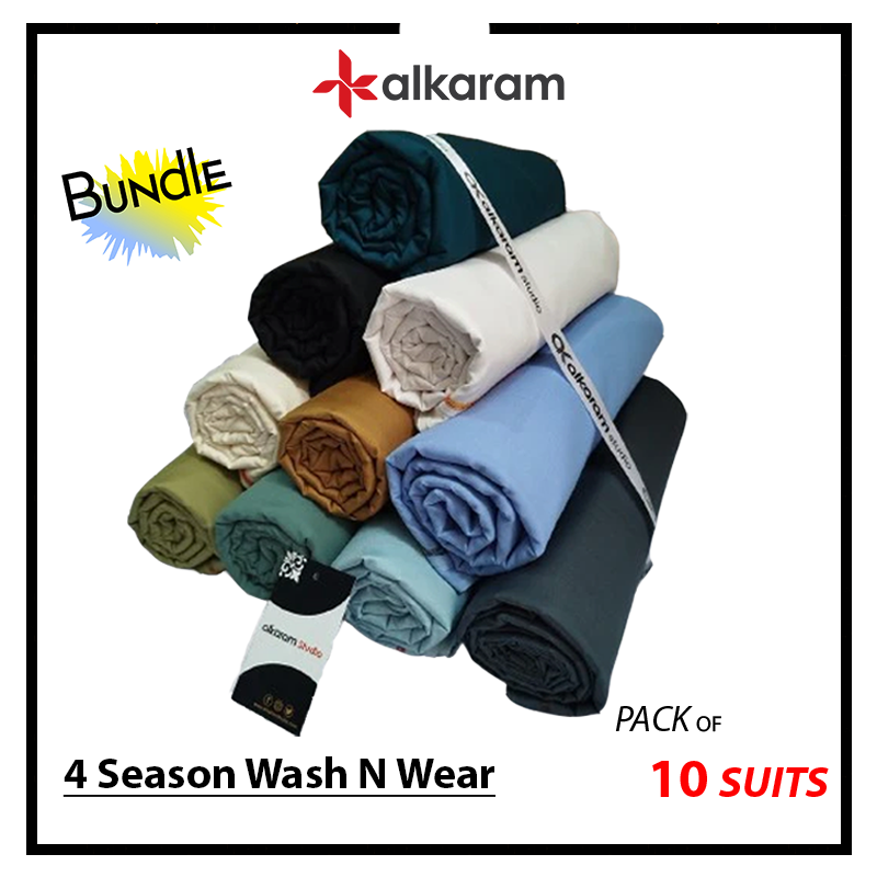 Pack of 10- Alkaram Unstitched Wash n Wear Suits Bundle Deal 01