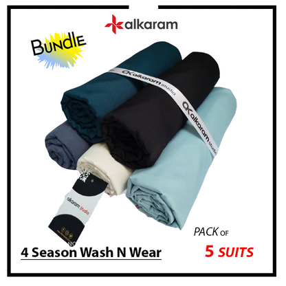 Pack of 5- Alkaram Unstitched Wash n Wear Suits Bundle Deal 01