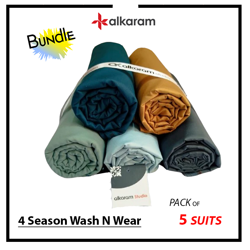 Pack of 5- Alkaram Unstitched Wash n Wear Suits Bundle Deal 03