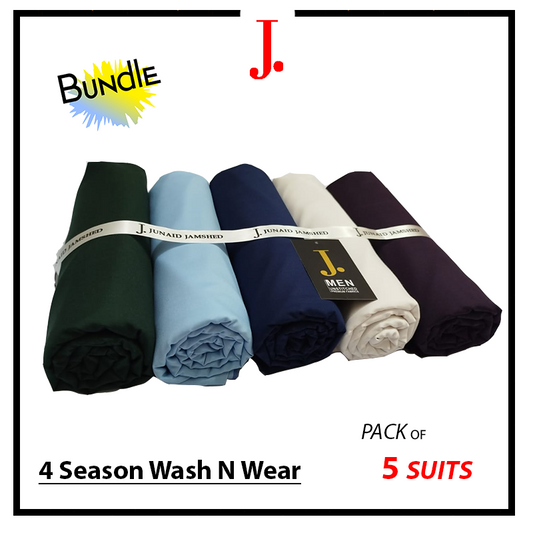 Pack of 5- J. Unstitched Wash n Wear Suits Bundle Deal 02