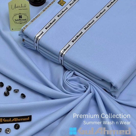 "Gul Ahmed" Unstitched  Wash n Wear Suit for Men's - GA09